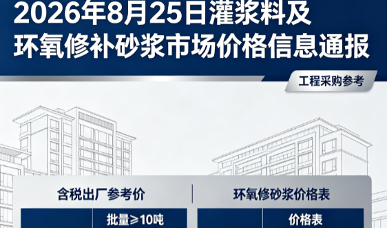 襄汾2026年8月25日灌浆料及环氧修补砂浆市场价格信息通报